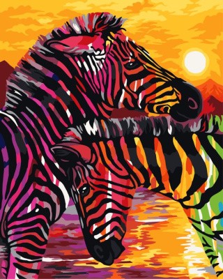Картина по номерам «Яркие зебры»