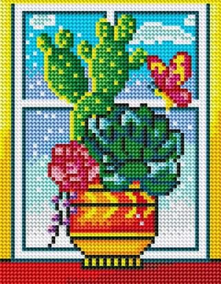 Алмазная вышивка «Кактус и бабочка» Алмазная вышивка «Кактус и бабочка»