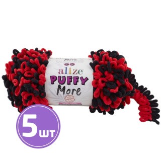 Пряжа ALIZE Puffy More (6273), красный-черный, 5 шт. по 150 г Пряжа ALIZE Puffy More (6273), красный-черный, 5 шт. по 150 г