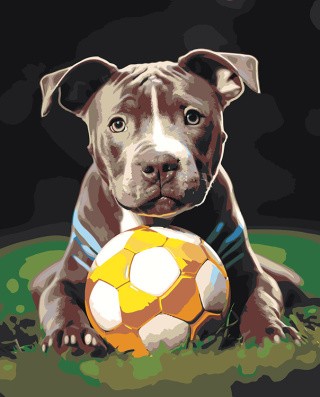 Картина по номерам «Собака Стаффорд (Стаффордширский терьер) щенок»