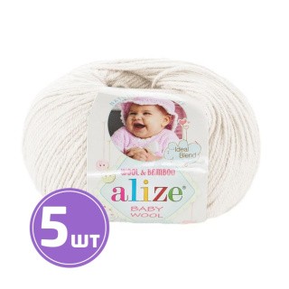 Пряжа ALIZE Baby wool (62), белый, 5 шт. по 50 г Пряжа ALIZE Baby wool (62), белый, 5 шт. по 50 г