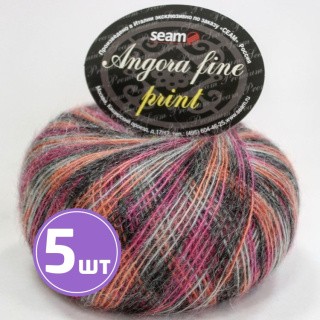 Пряжа SEAM Angora fine print (58), бело-черно-оранжевый, 5 шт. по 50 г Пряжа SEAM Angora fine print (58), бело-черно-оранжевый, 5 шт. по 50 г