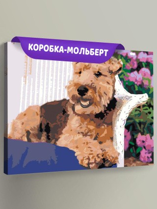 Картина по номерам Собака вельштерьер лежит в саду Картина по номерам Собака вельштерьер лежит в саду