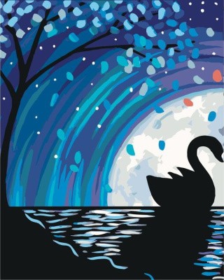 Картина по номерам «Лебедь в лунном сиянии»