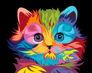 Картина по номерам «Радужный котенок»