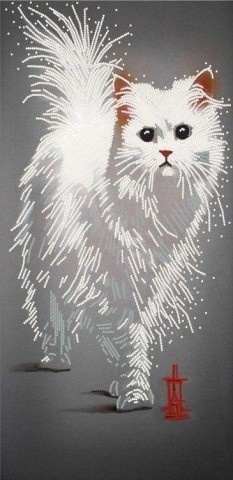 Рисунок на ткани «Кот Снежок»