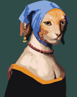 Картина по номерам «Кошка в историческом костюме»