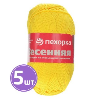 Пряжа Пехорка Весенняя (12), желтый, 5 шт. по 100 г