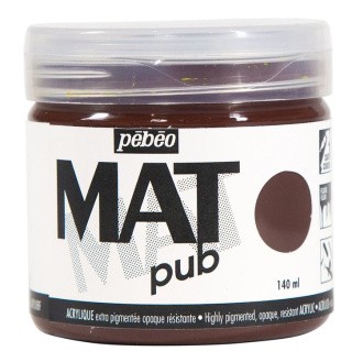 Краска акриловая PEBEO экстра матовая Mat Pub №1, умбра жженая, 140 мл