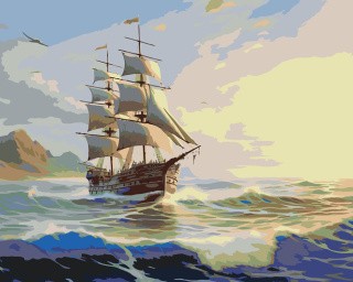 Картина по номерам «Море: Корабль на волнах 2»