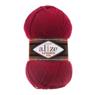 Пряжа ALIZE LanaGold Fine (Ализе Лана голд файн) (390), гранат, 5 шт. по 100 г Пряжа ALIZE LanaGold Fine (Ализе Лана голд файн) (390), гранат, 5 шт. по 100 г