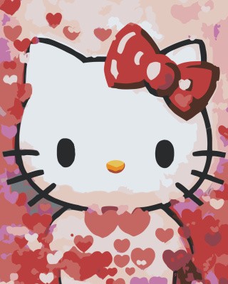 Картина по номерам «Аниме Hello Kitty Хеллоу Китти: Сердечки 2»
