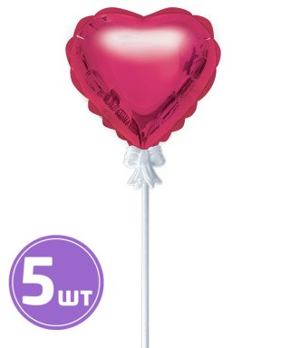 Шар самодув «Сердце», 11x10,5 см, 5 шт., цвет: розовый, BOOMZEE