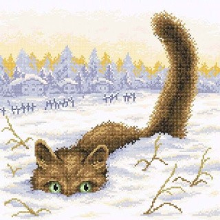 Алмазная вышивка «Кот в снегу» Алмазная вышивка «Кот в снегу»