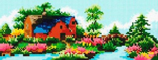 Алмазная вышивка «Домики у реки» Алмазная вышивка «Домики у реки»