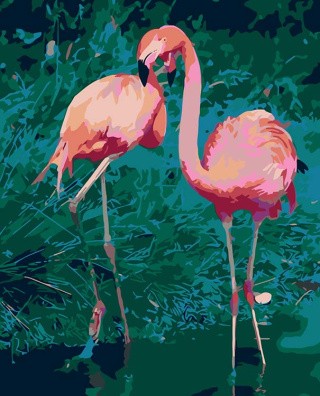 Картина по номерам «Розовые фламинго»