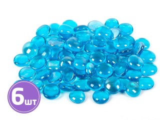 Камни стеклянные марблс, 30 - 33 мм, 6 шт. по 340 г, цвет: синий, Blumentag