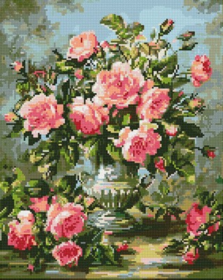 Алмазная вышивка «Розы в греческой вазе»