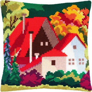 Набор для вышивания подушки «Осенний пейзаж», лицевая сторона, Чарівниця