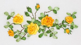 Вышивка лентами «Желтые розы»