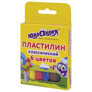 Пластилин классический Юнландия «Юнландик-скульптор», 6 цветов, 120 г