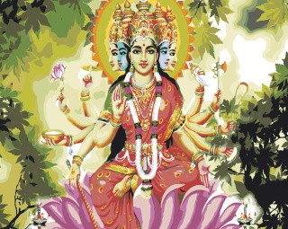 Картина по номерам «Религия индуизм: богиня Лакшми на лотосе»