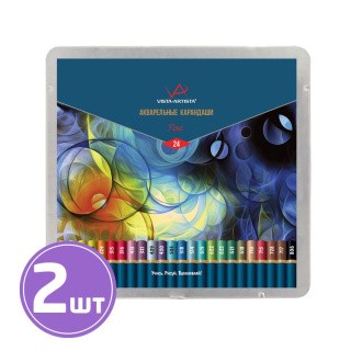 Акварельные карандаши «Fine», заточенные, 2 упаковки по 24 цв., Vista-Artista