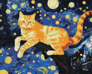 Картина по номерам «Рыжий кот в стиле Ван Гога»