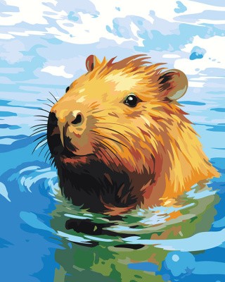 Картина по номерам «Счастливая капибара в воде»
