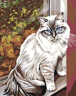 Картина по номерам «Кошка на крылечке»