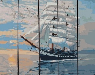Картина по номерам по дереву RADUGA «Корабль в море»