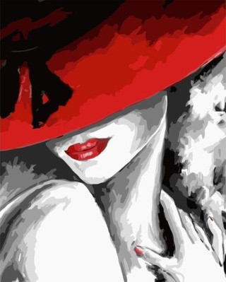 Картина по номерам «Красная шляпка» Картина по номерам «Красная шляпка»