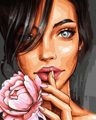 Картина по номерам «Девушка и цветок»