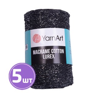 Пряжа YarnArt Macrame Cotton Lurex (Макраме Коттон Люрекс) (723), черный-серебряный, 5 шт. по 250 г Пряжа YarnArt Macrame Cotton Lurex (Макраме Коттон Люрекс) (723), черный-серебряный, 5 шт. по 250 г