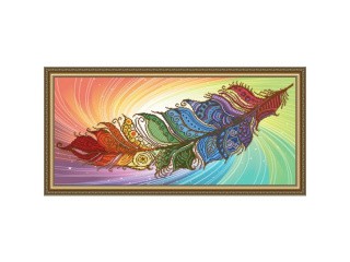 Рисунок на ткани «Перо жар-птицы на светлом»