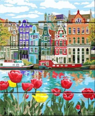Картина по номерам по дереву Dali «Весна в Амстердаме»