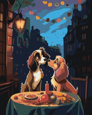 Картина по номерам «Герои Дисней: собаки Леди и Бродяга»