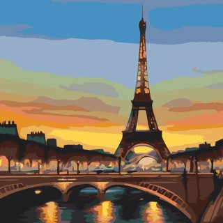 Картина по номерам «Городской пейзаж с Эйфелевой башней»