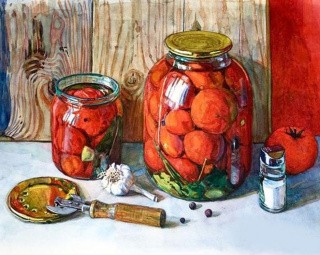 Картина по номерам «Засолка томатов»