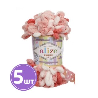 Пряжа ALIZE Puffy color (5922), кораллово-белый, 5 шт. по 100 г Пряжа ALIZE Puffy color (5922), кораллово-белый, 5 шт. по 100 г