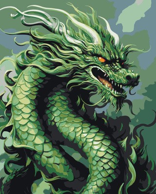 Картина по номерам «Китайский зеленый дракон»