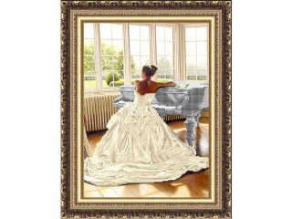 Рисунок на ткани «Девушка за роялем»