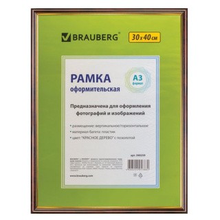 Рамка со стеклом 30х40 см, цвет: красное дерево с позолотой, багет 14 мм