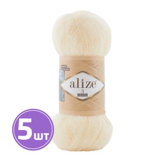 Пряжа ALIZE 3 Season (3 Сезона) (01), суровый, 5 шт. по 100 г Пряжа ALIZE 3 Season (3 Сезона) (01), суровый, 5 шт. по 100 г
