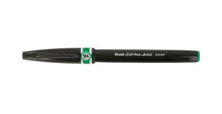 Браш пен Brush Sign Pen Artist, ultra-fine, 0,5 - 5 мм, цвет: зеленый, Pentel