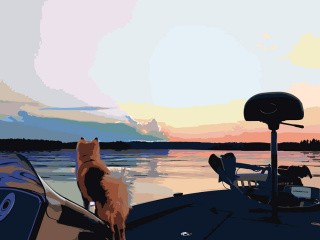 Картина по номерам «По реке на лодке» Картина по номерам «По реке на лодке»