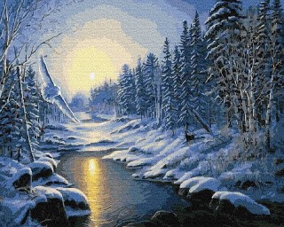 Картина по номерам «Рассвет на реке»