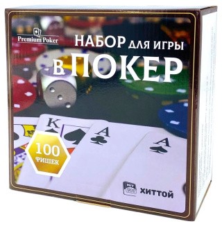 Покерный набор «Premium Poker», 100 фишек с номиналом, в жестяной коробке