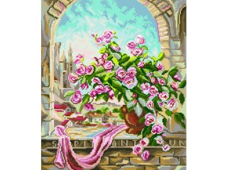 Рисунок на канве «Розовый куст»
