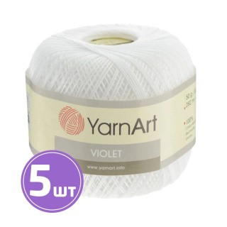 Пряжа YarnArt Violet (1000), супербелый, 5 шт. по 50 г Пряжа YarnArt Violet (1000), супербелый, 5 шт. по 50 г